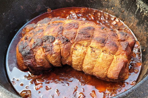 Spießbraten in Schwarzbiersauce