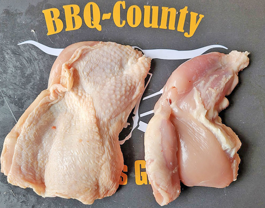 BBQ County Hähnchenschenkel ohne Knochen.